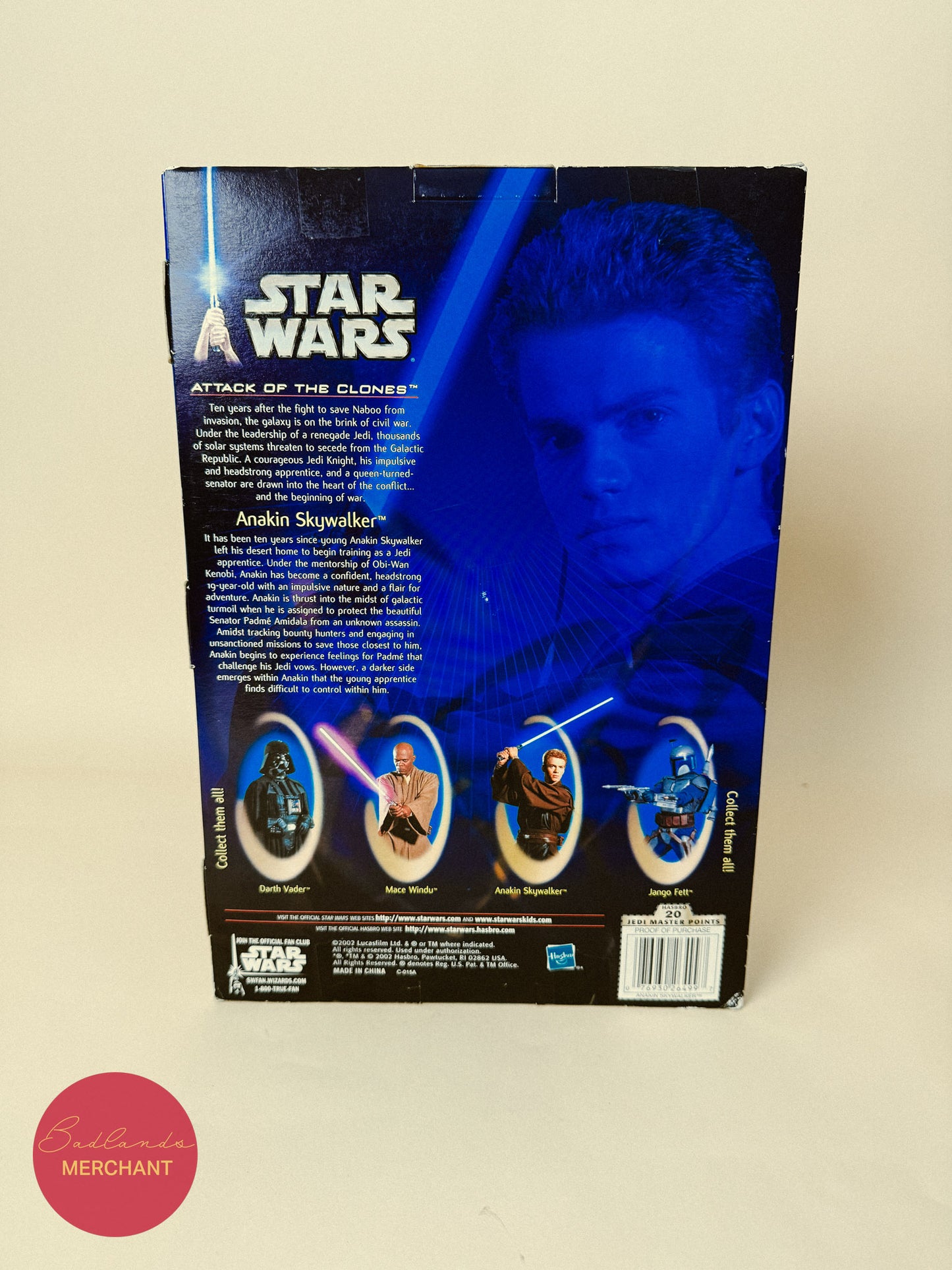 2002 Hasbro Star Wars Attack Of The Clones 12” Anakin Skywalker