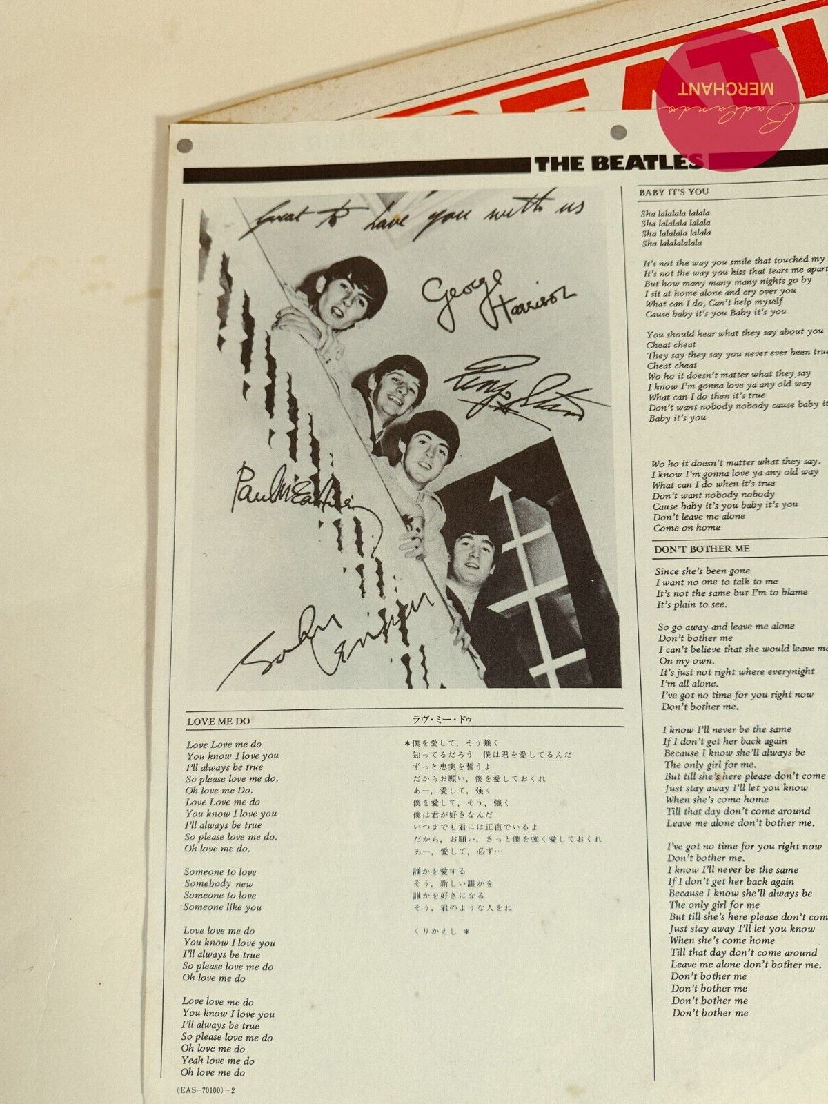Meet The Beatles 1976 Apple EAS-70100 Mono Reissue Japan